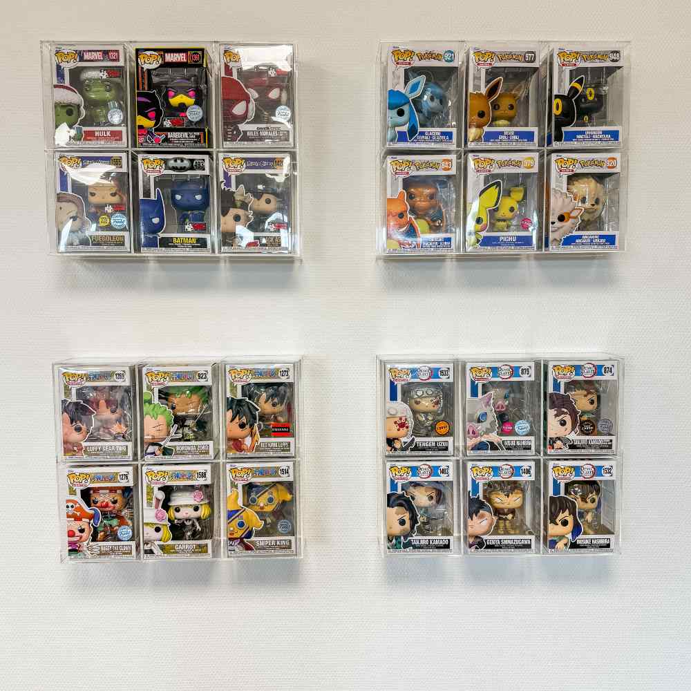 Wandmontiertes Funko Pop Regal von Collectors Concept für stilvolle Präsentation